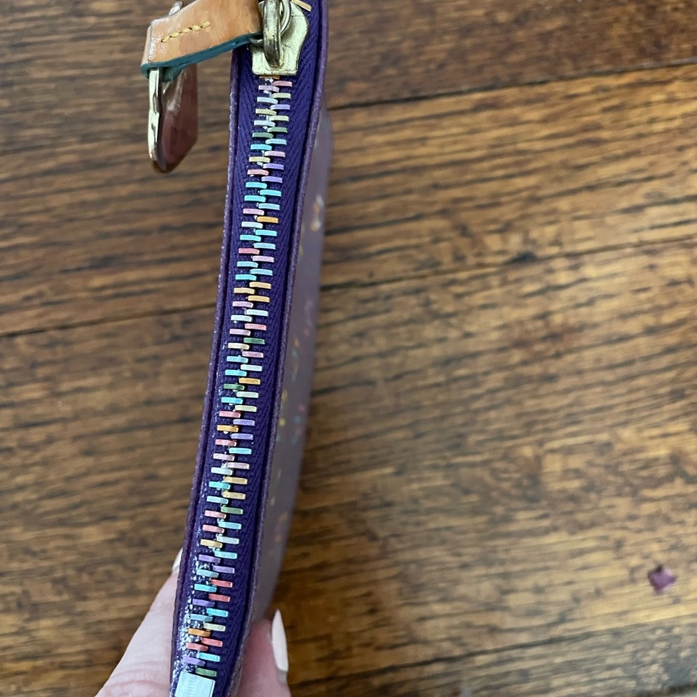 Dooney & Bourke Purple Multicolor Logo Key & Card Holder with Heart Charm - Picture 3 of 6